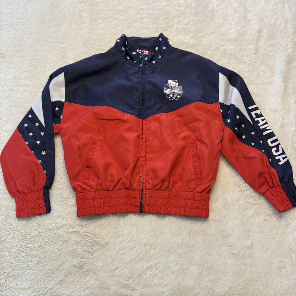 Hello Kitty x Team USA Olympic Jacket Red White Blue Girls 7-8 Patriotic